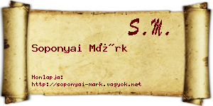 Soponyai Márk névjegykártya